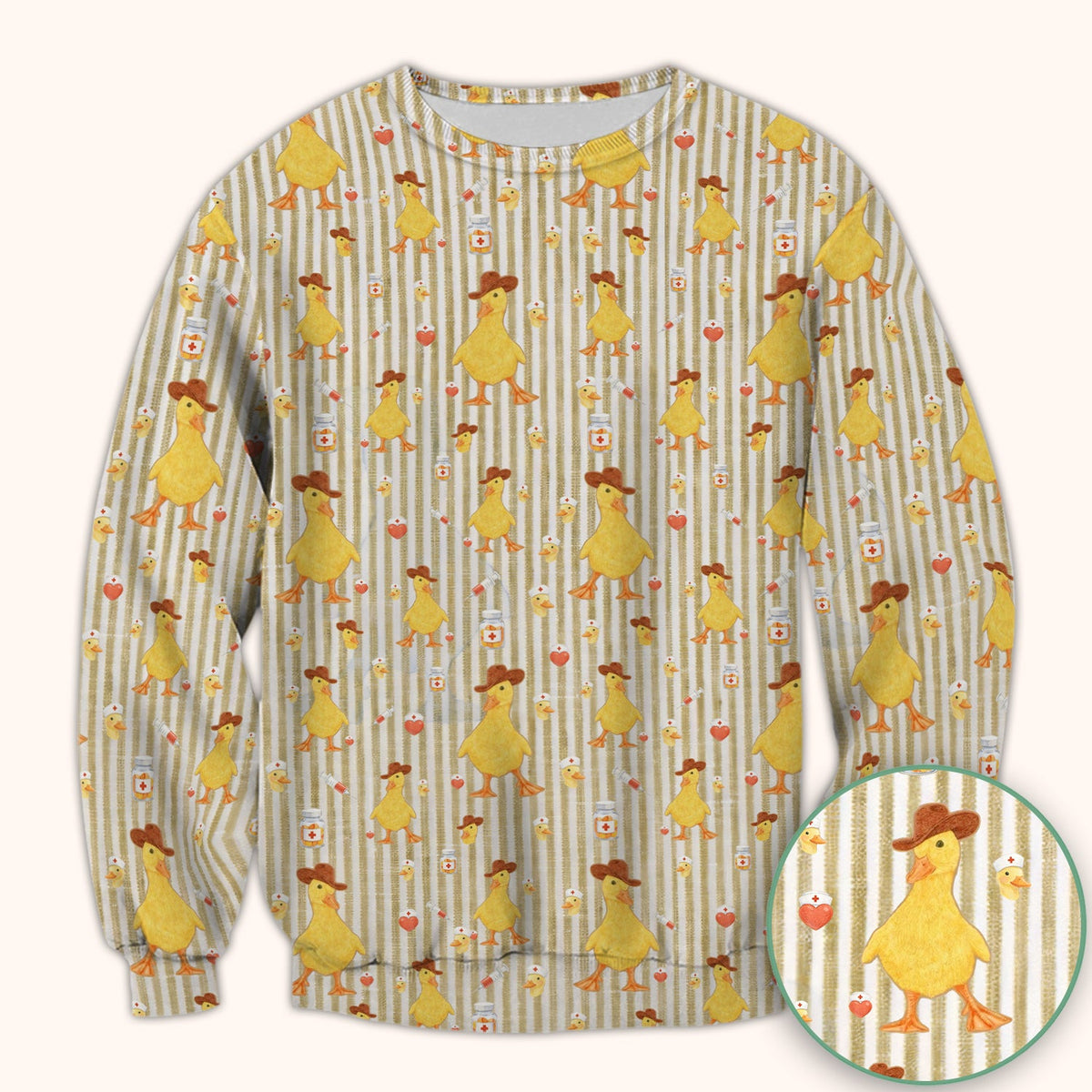 Cowboy Ducktor Vertical Stripe Nurse Scrub Top