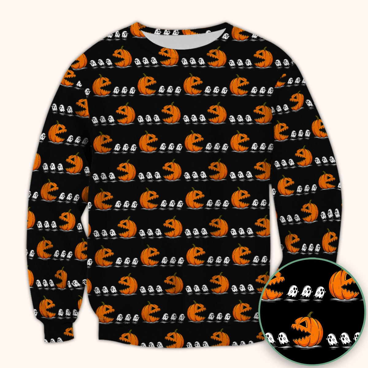 Spooky Pumpkin Ghost Nurse Scrub Top