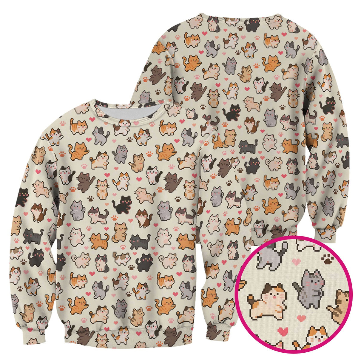 Pixel Cat Heart Paw Nurse Scrub Top