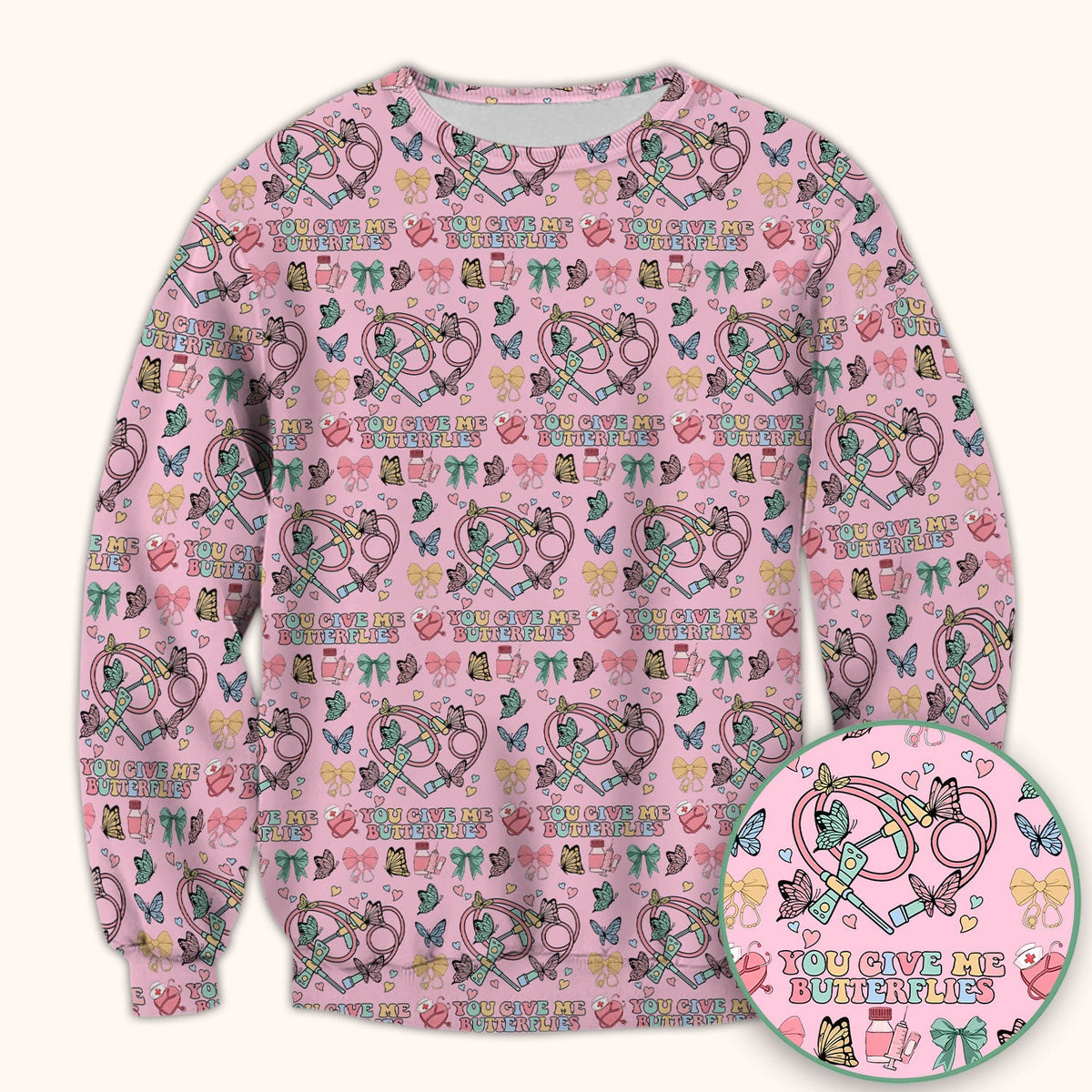 Butterfly Heart Nurse Scrub Top - Valentines Day Gift