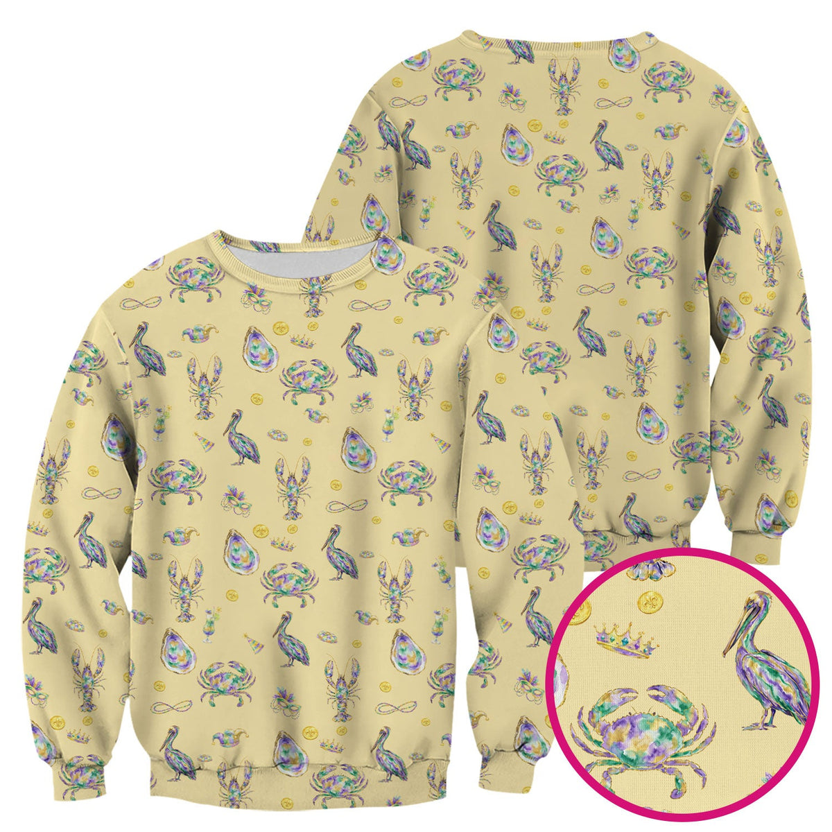 Mardi Gras Seafood Nurse Scrub Top