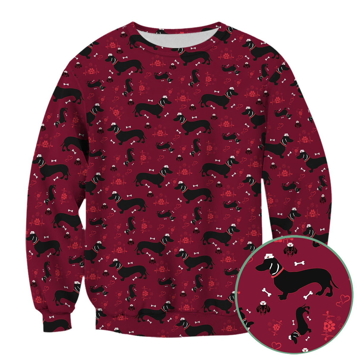 Dachshund Scrub Top - Cute Dog Print Scrubs for Women, Men Multi Color - Animal Scrub Shirt Gift for Nurse, CNA, RN, Doctor