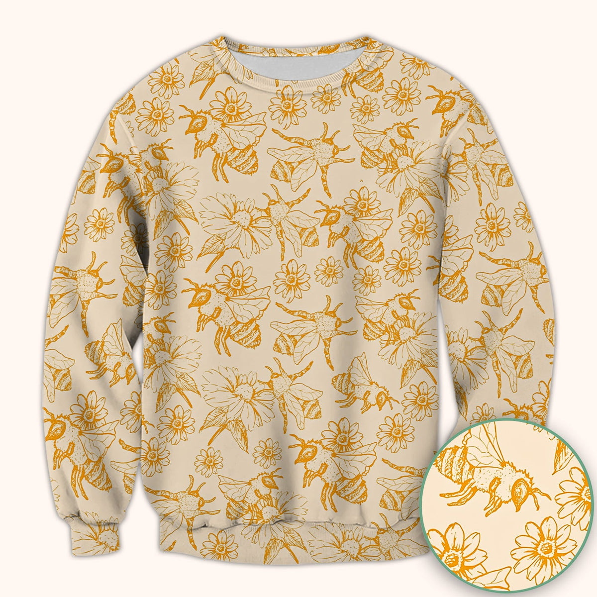 Honey Bee Flower Sketch Nurse Scrub Top