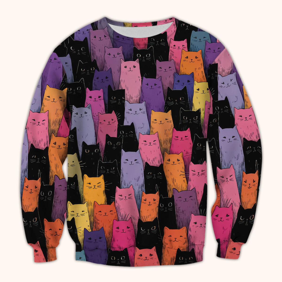 Colorful Cat Art Nurse Scrub Top