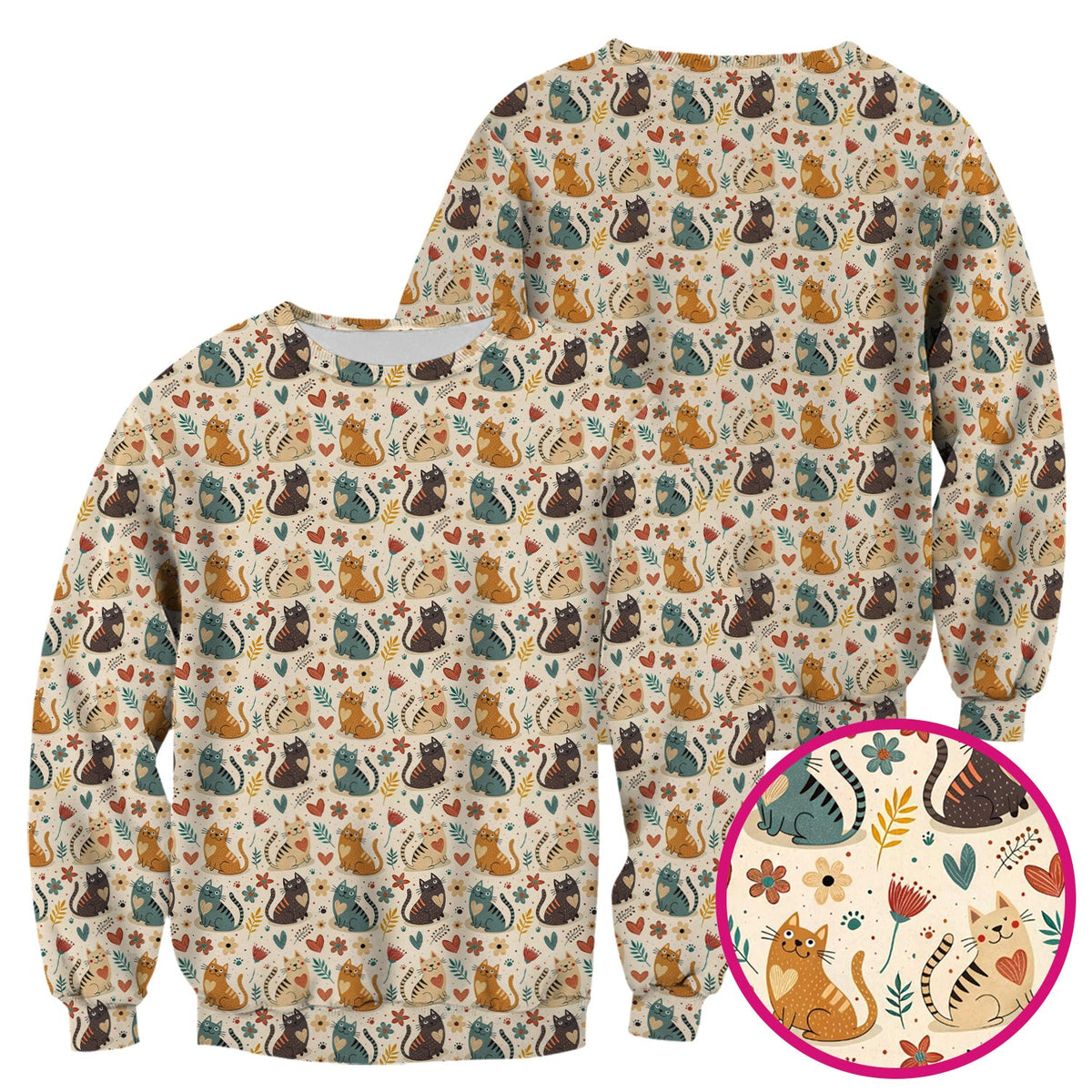 Cat Floral Nurse Scrub Top