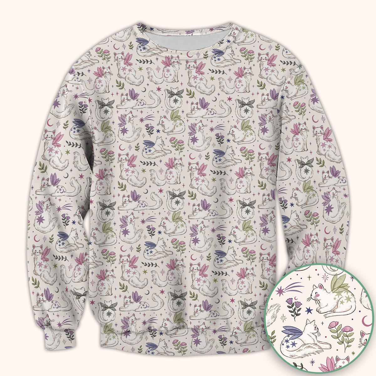 Fairy Cat Moon Star Nurse Scrub Top