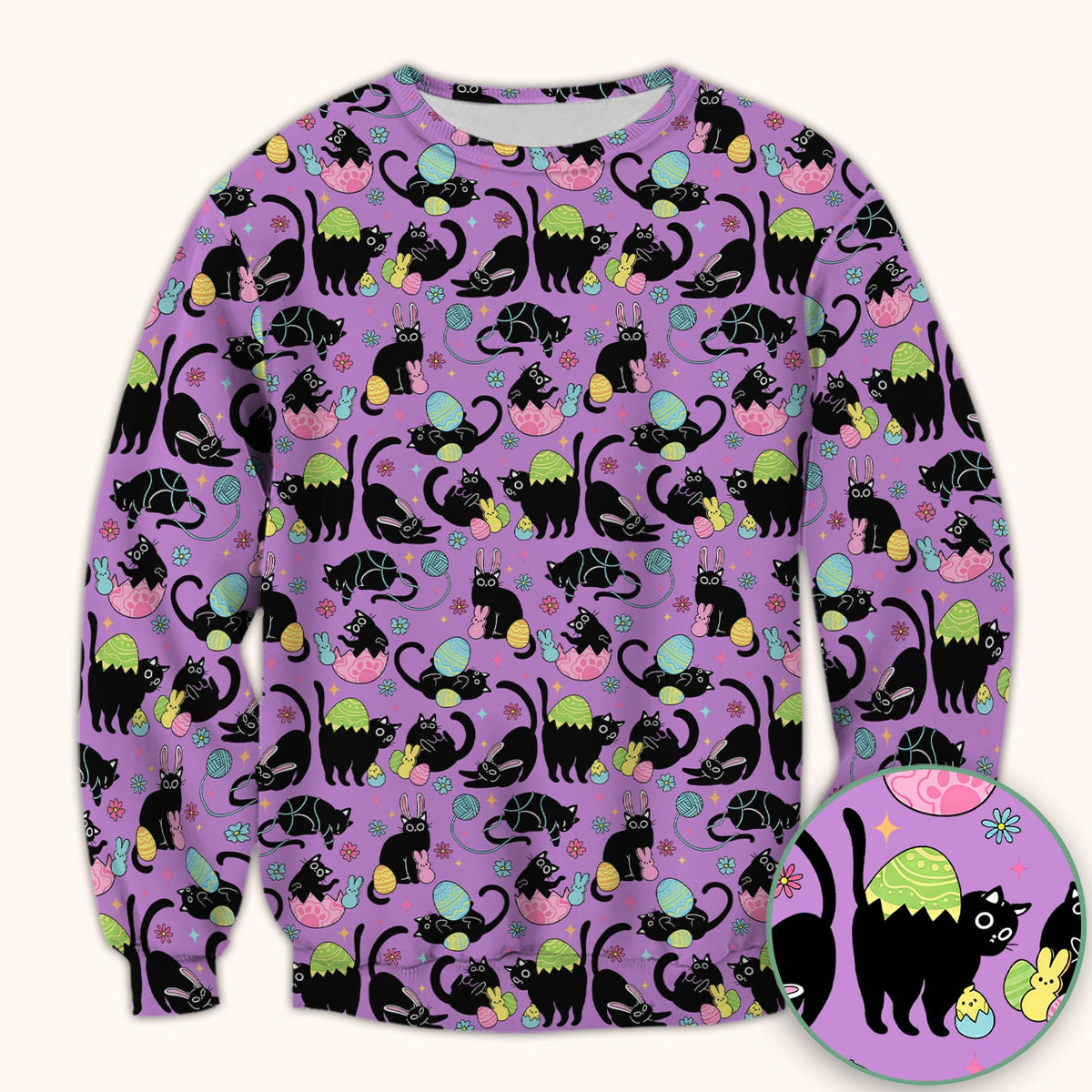 Black Cat Egg Nurse Scrub Top - Easter Gift