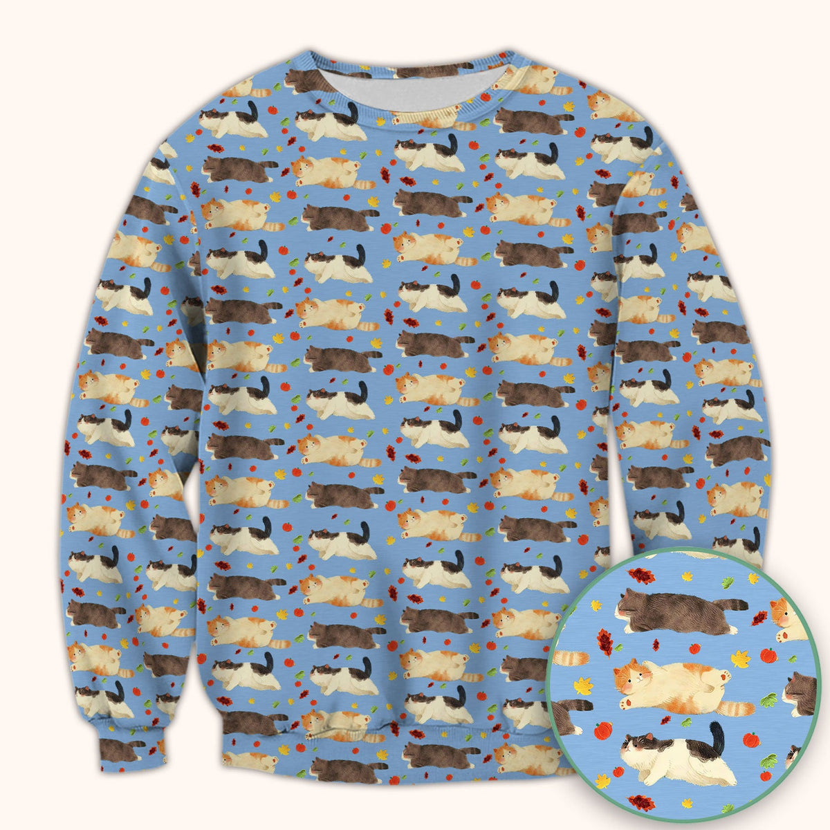 Chubby Cat Autumn Leaves Nurse Scrub Top