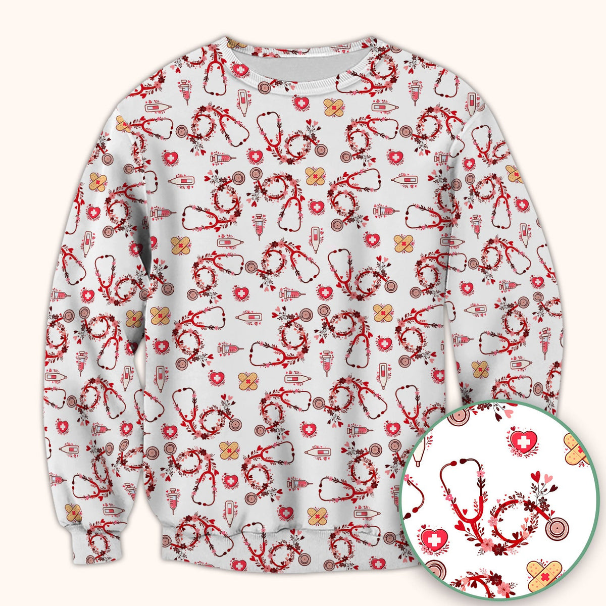 Heart Stethoscope Nurse Scrub Top