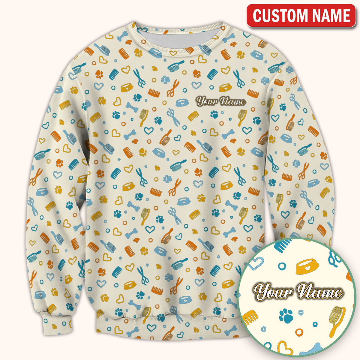 Personalized Dog Cat Grooming Nurse Scrub Top