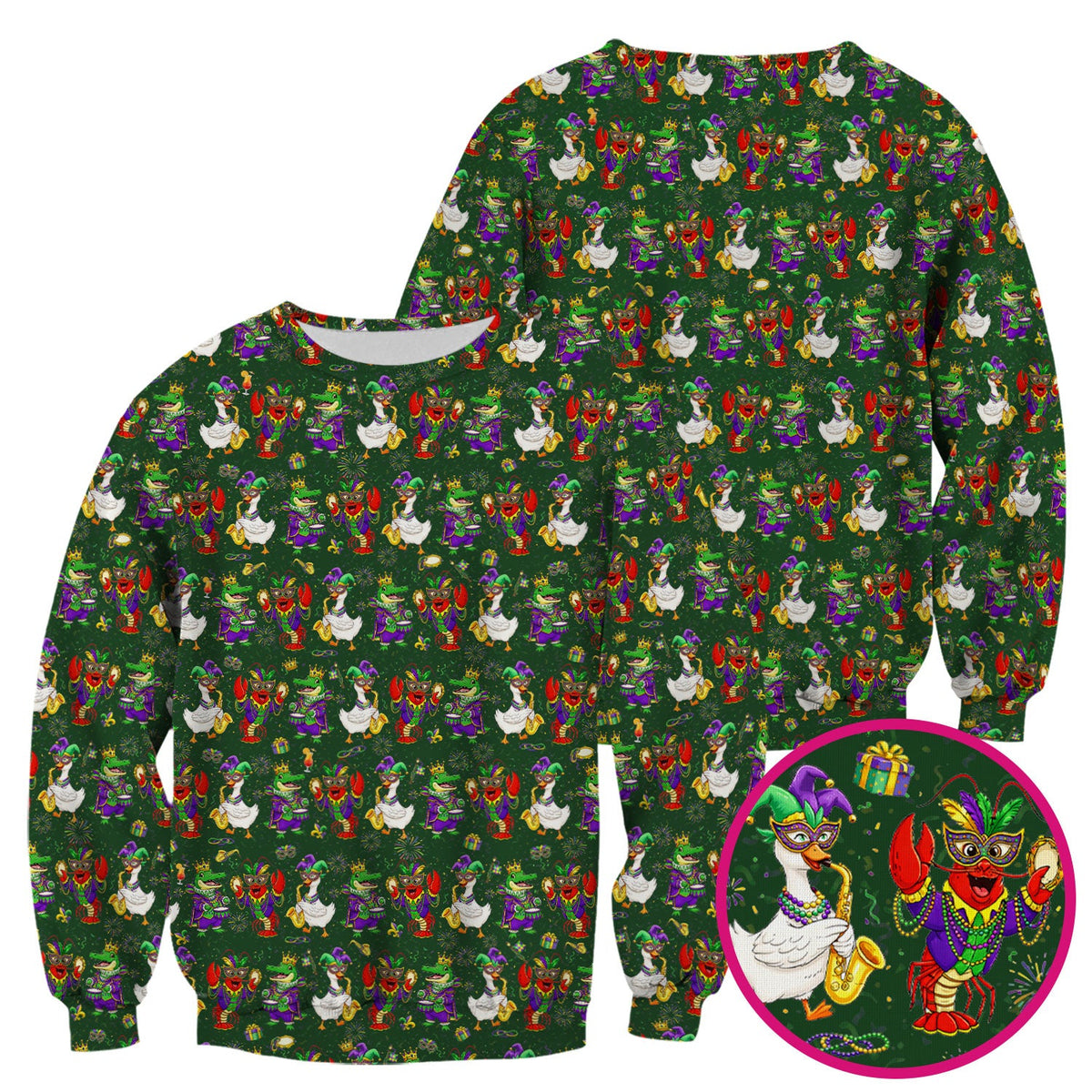 Crawfish Duck Mardi Gras Nurse Scrub Top