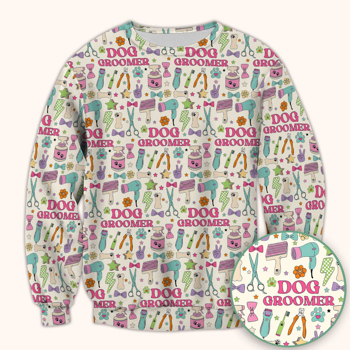 Dog Groomer Tools Nurse Scrub Top
