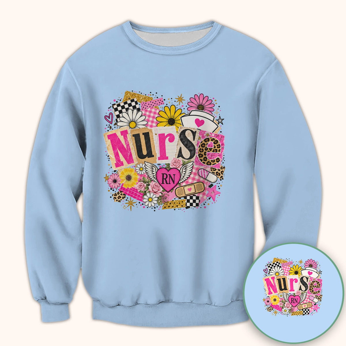 Nurse RN Floral Collage Shirt