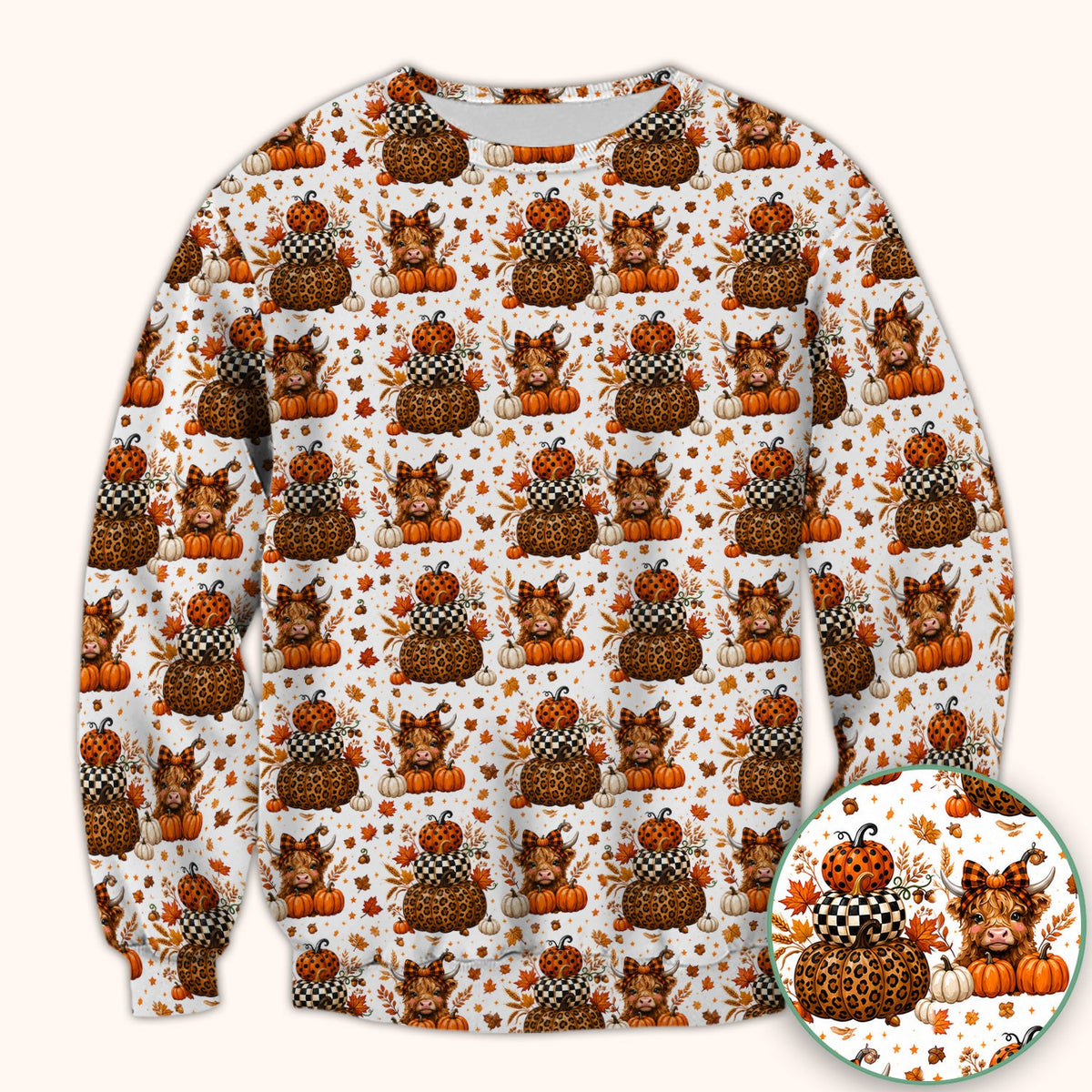 Fall Highland Cow Nurse Scrub Top