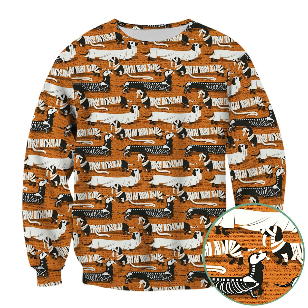Dachshund Skeleton Nurse Scrub Top - Halloween Gift