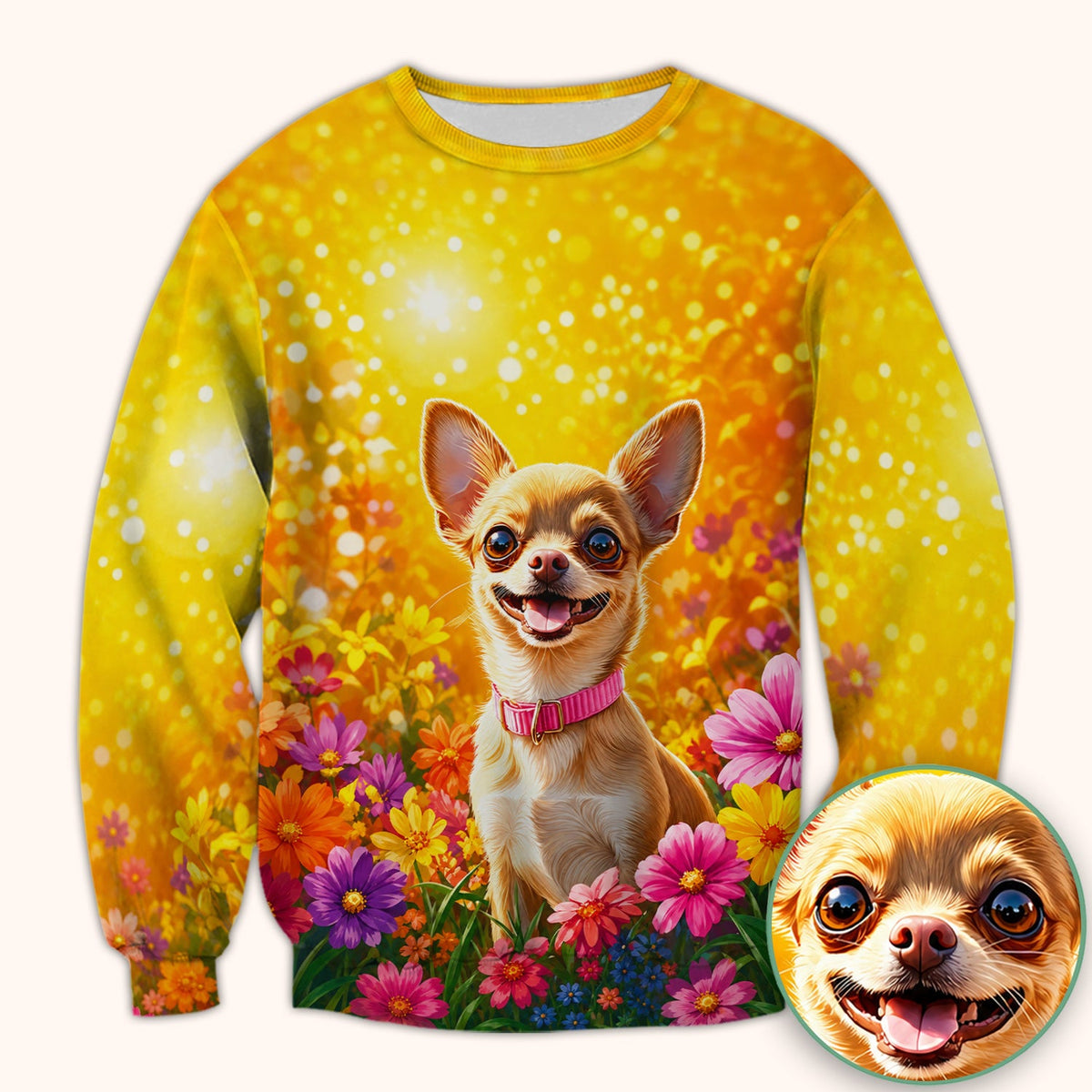 Chihuahua Flower Meadow Nurse Scrub Top