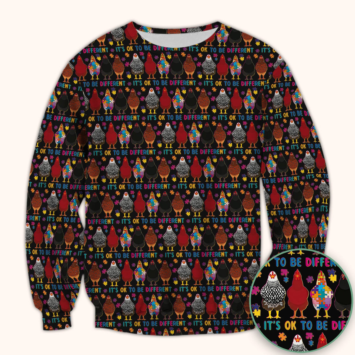 Autism Chicken It's OK To Be Different Nurse Scrub Top
