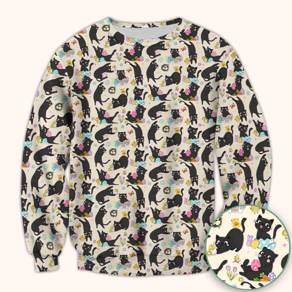Black Cat Easter Egg Nurse Scrub Top