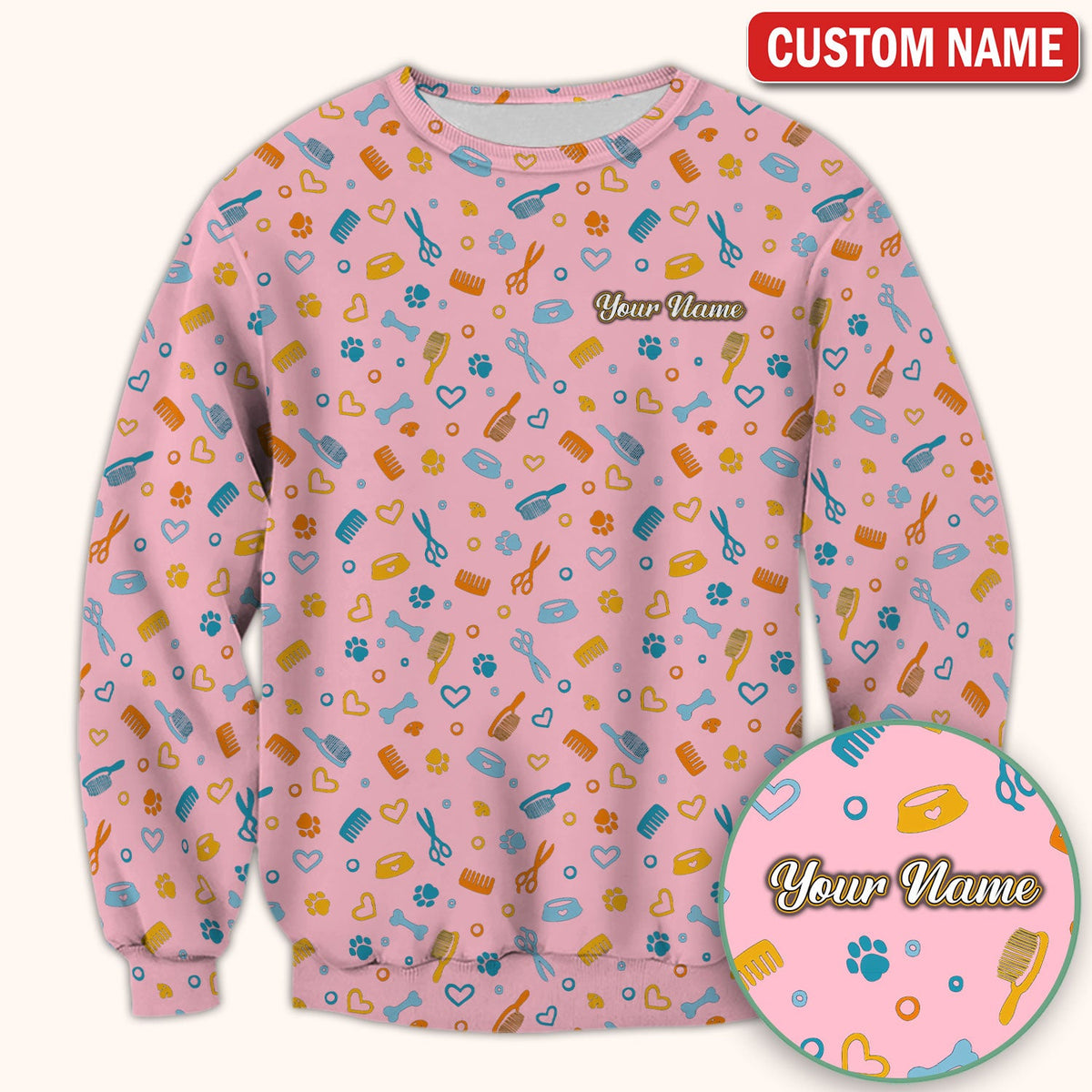 Personalized Dog Cat Grooming Nurse Scrub Top