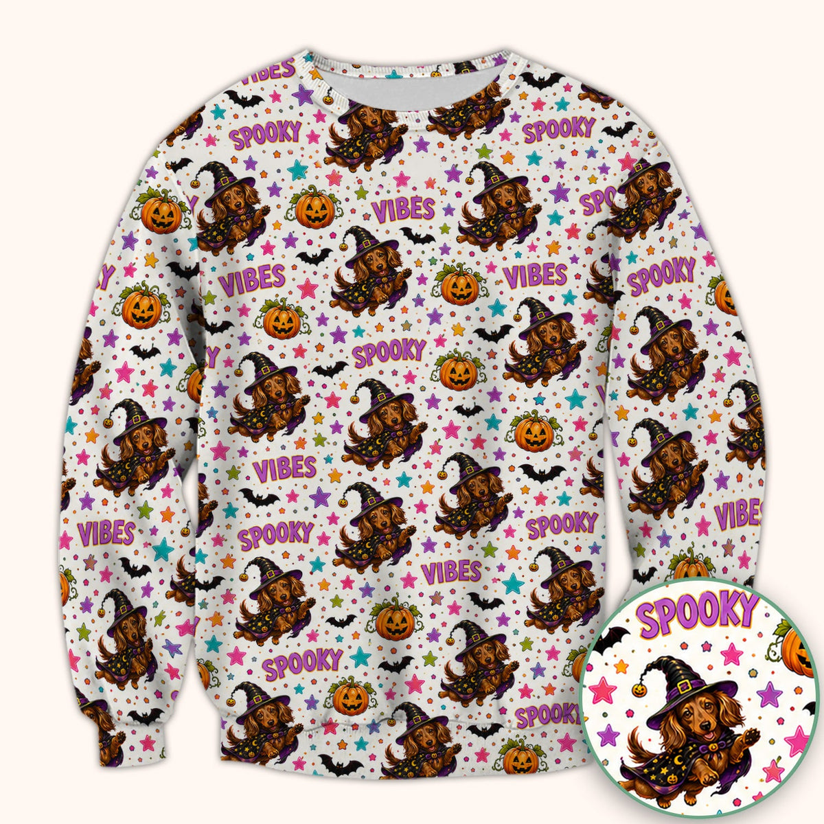 Spooky Dachshund Vibes Nurse Scrub Top