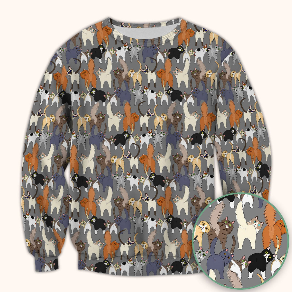 Whimsical Multicolor Cat Cartoon Nurse Scrub Top