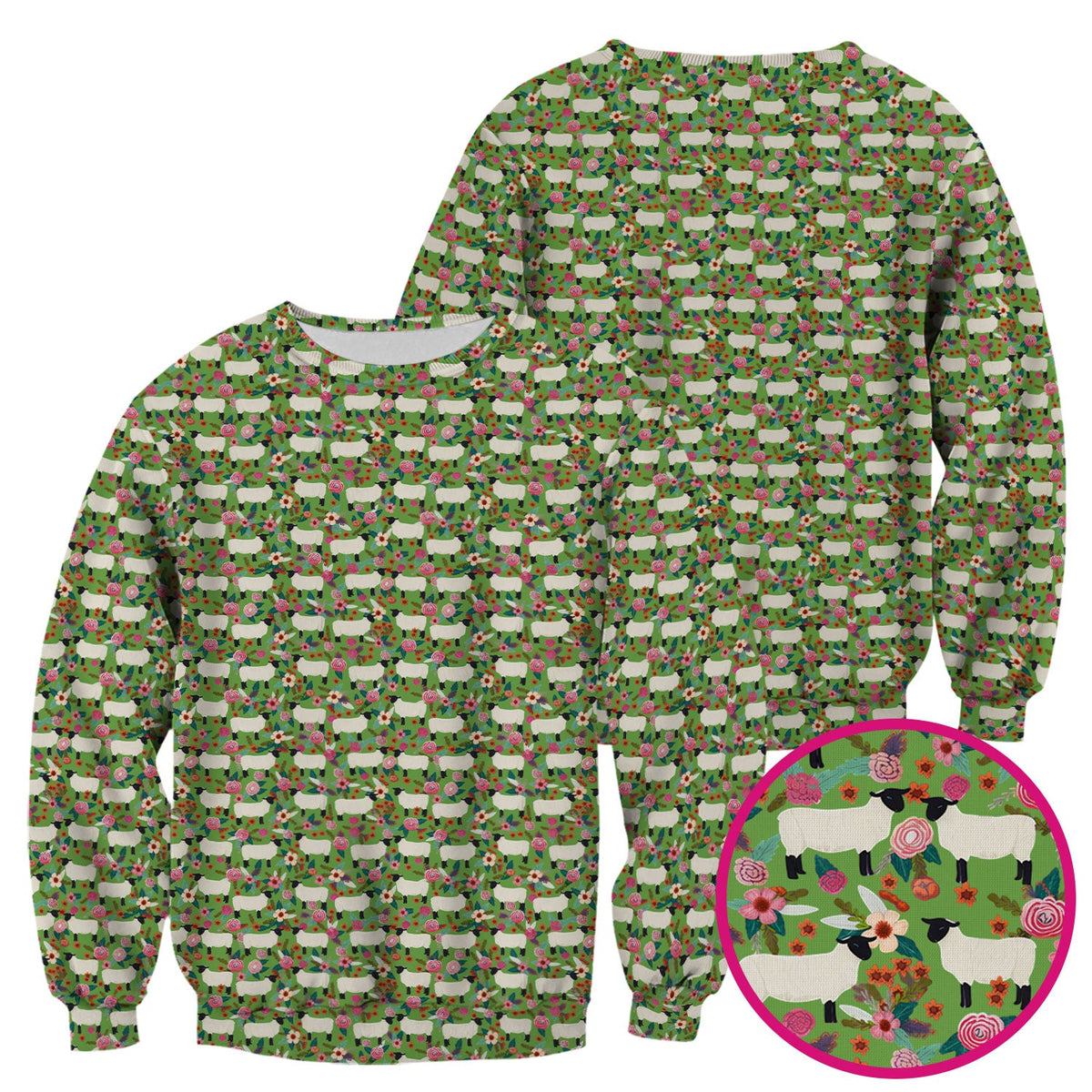 Sheep Floral Meadow Nurse Scrub Top