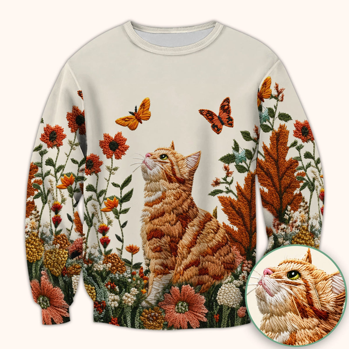 Orange Cat Wildflower Nurse Scrub Top