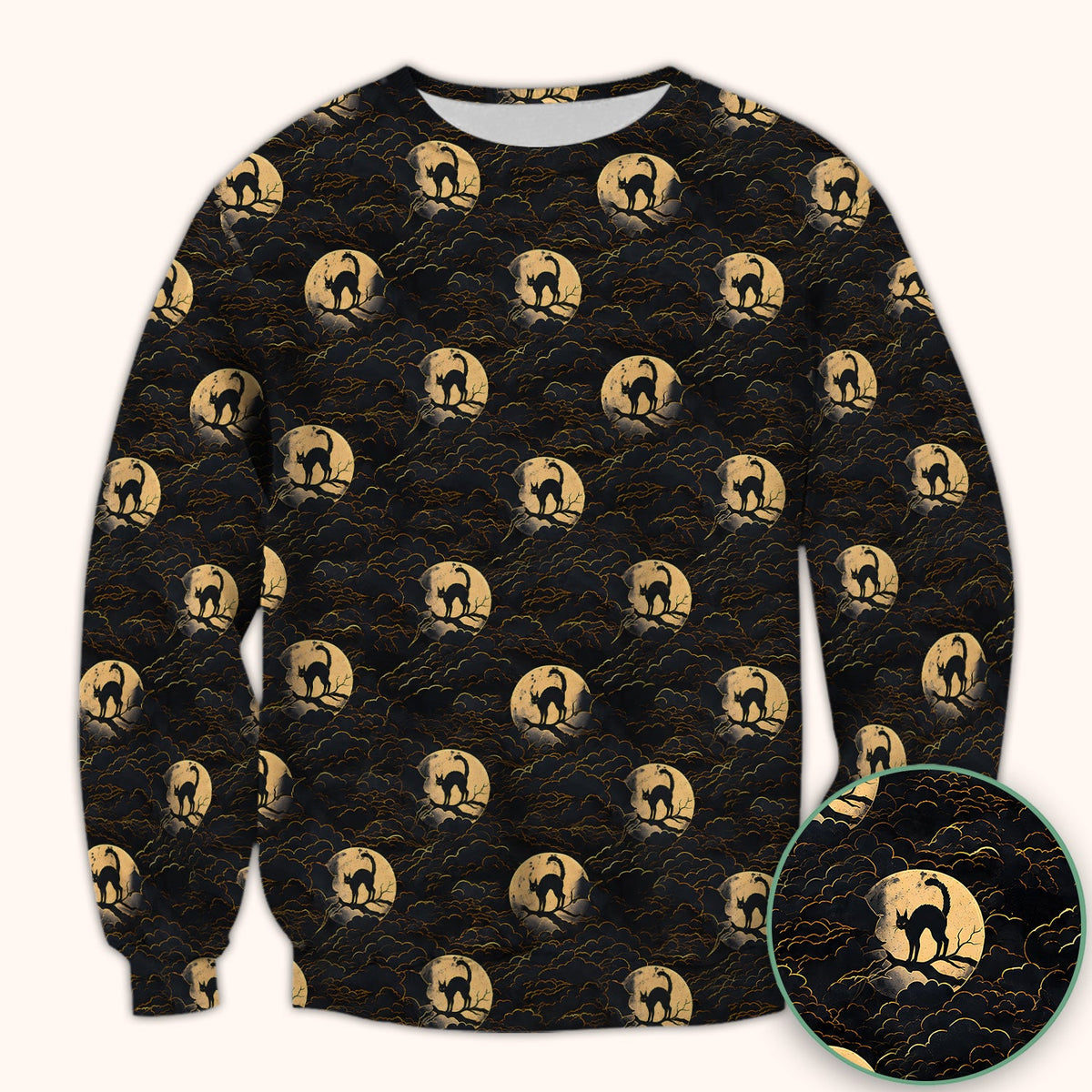 Black Cat In Moonlight Nurse Scrub Top - Halloween Gift