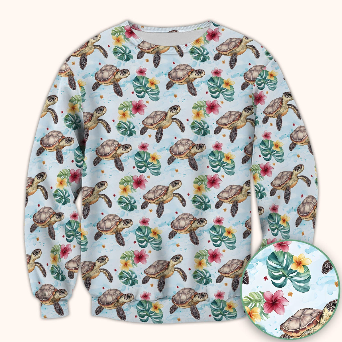 Sea Turtle Tropical Floral Nurse Scrub Top