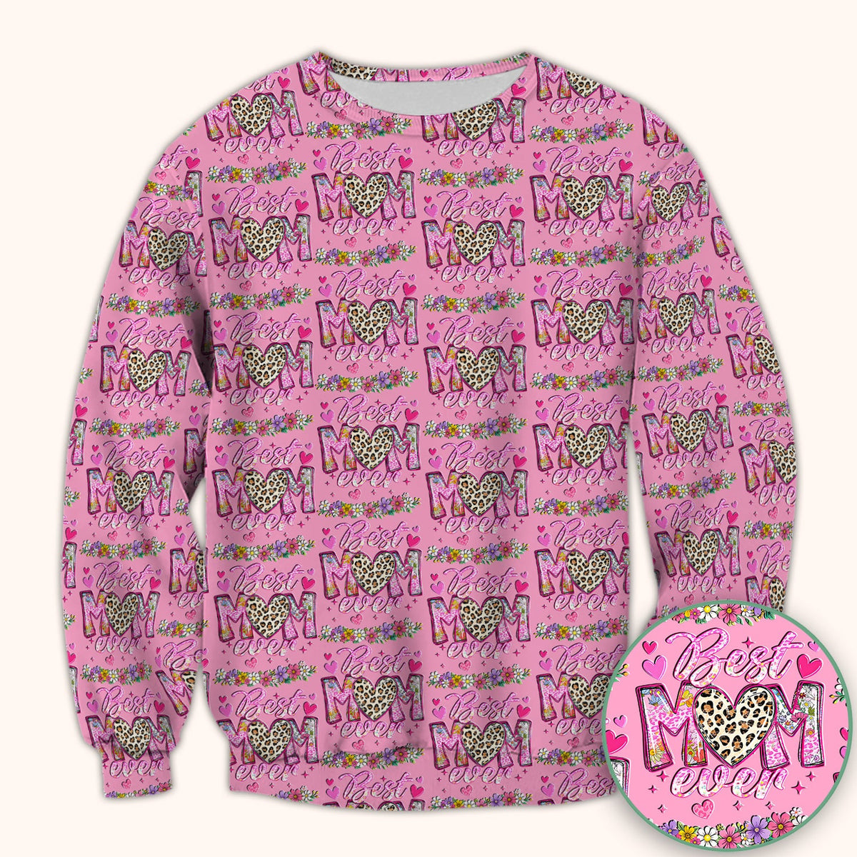 Best Mom Ever Leopard Heart Nurse Scrub Top