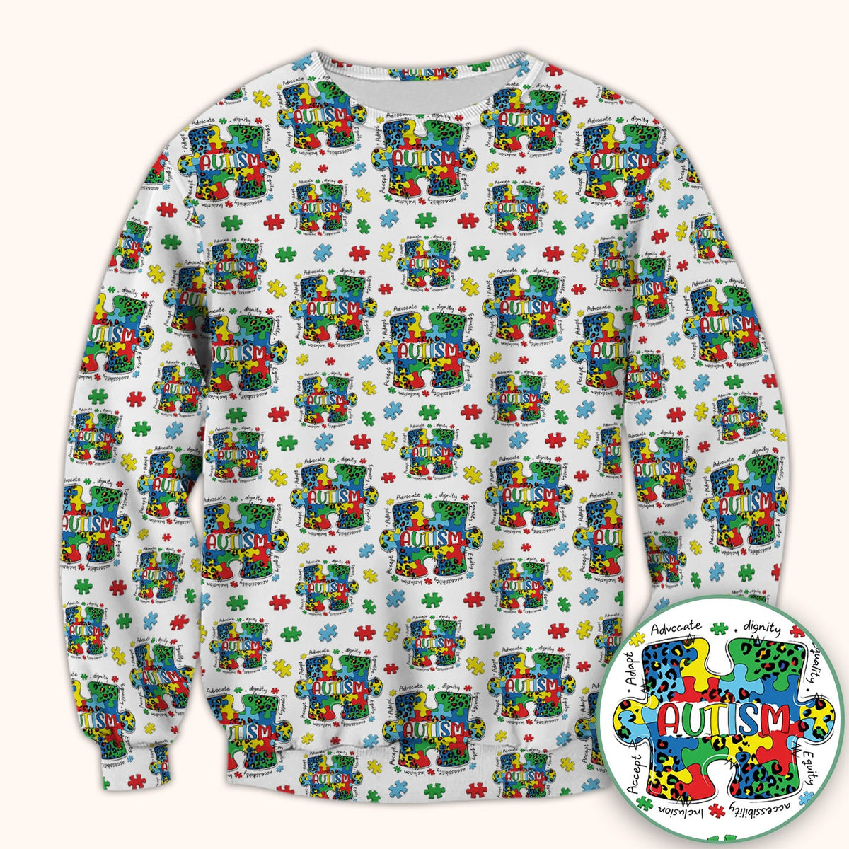 Autism Awareness Puzzle Black White Nurse Scrub Top