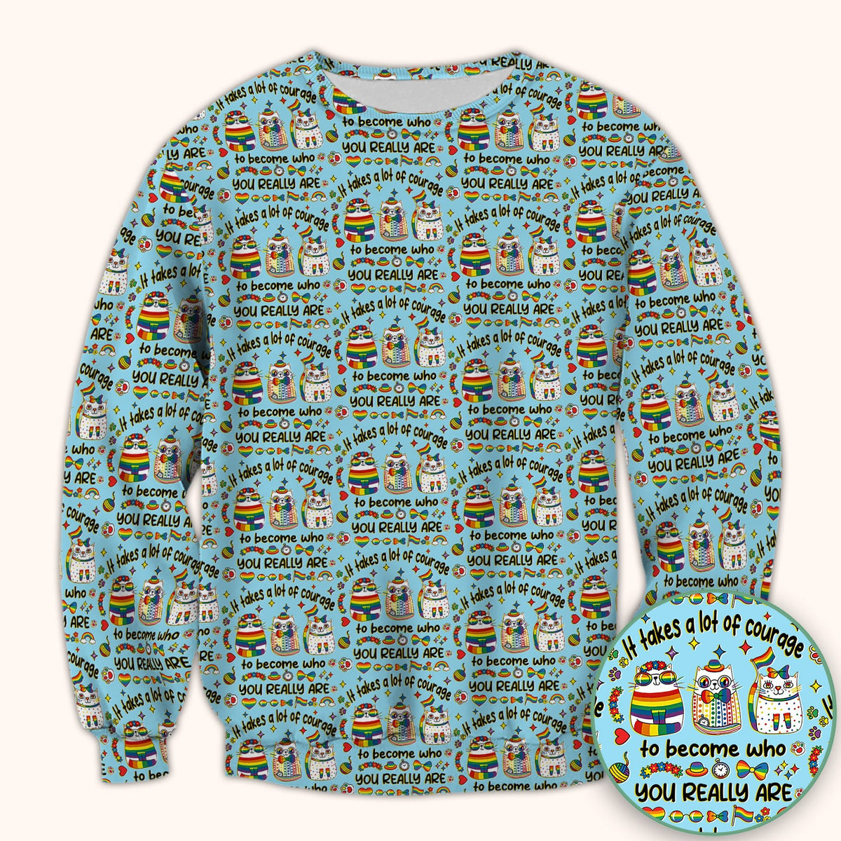 Nurse Rainbow Cat Courage Scrub Top
