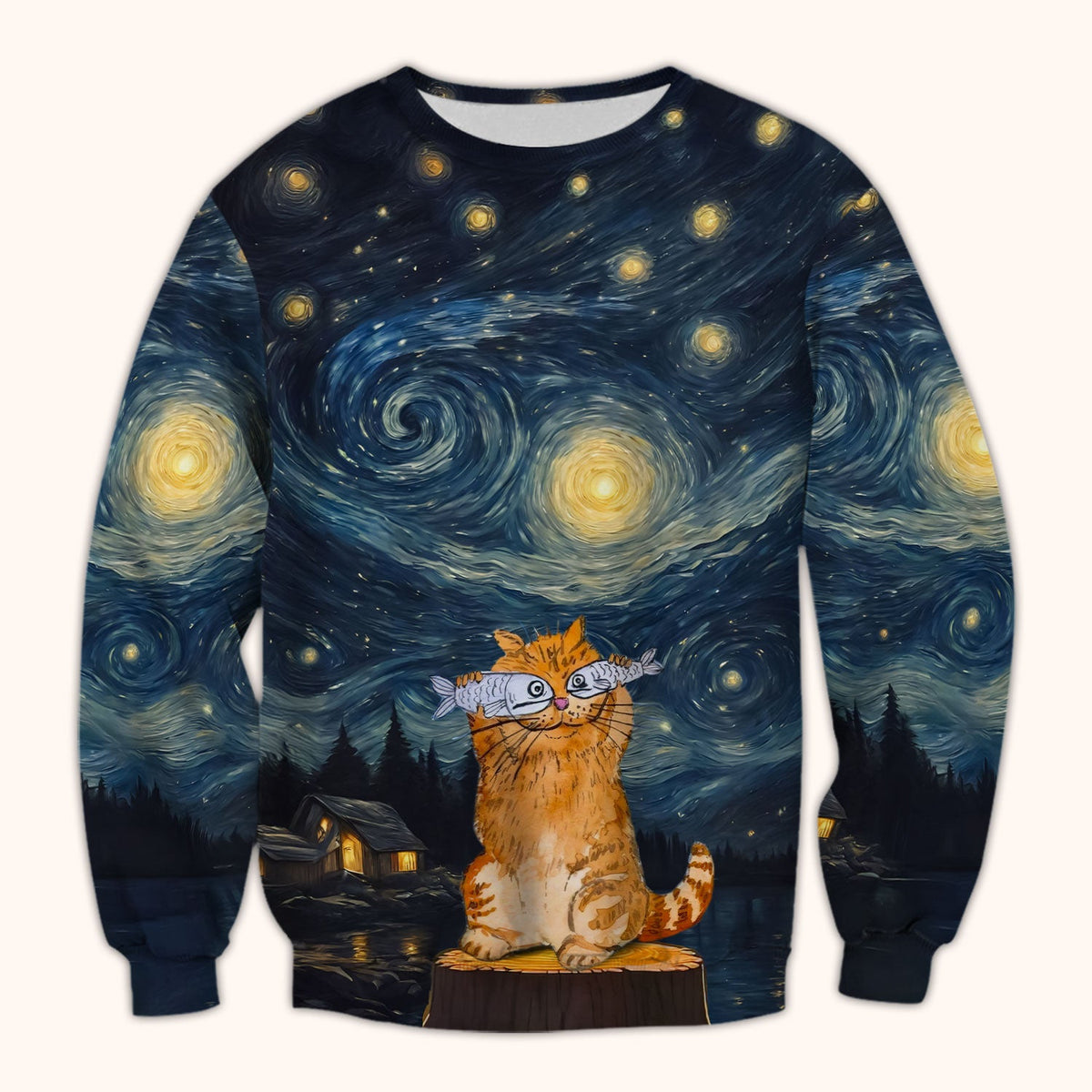Cat Starry Night Sky Nurse Scrub Top
