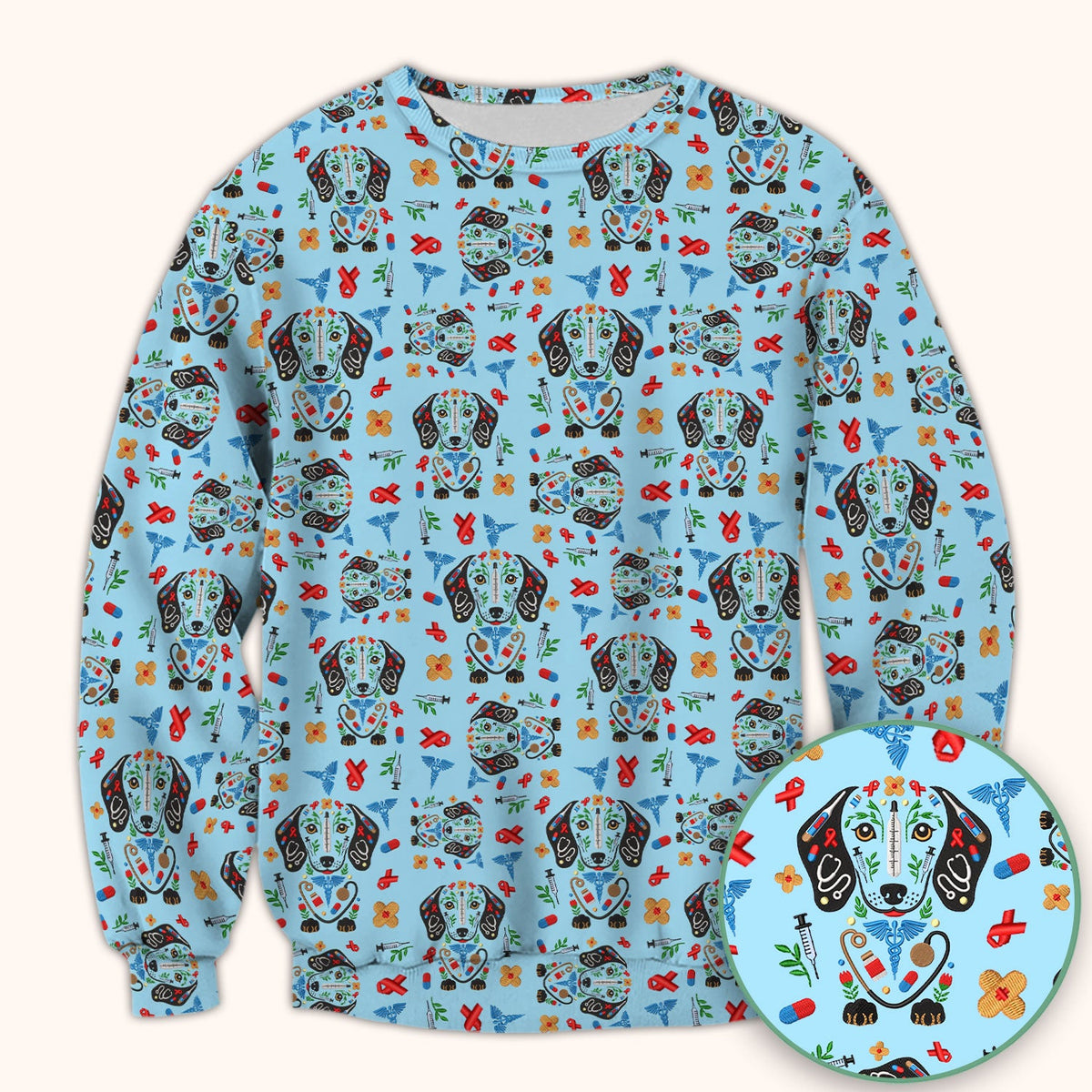 Dachshund Medical Icon Nurse Scrub Top