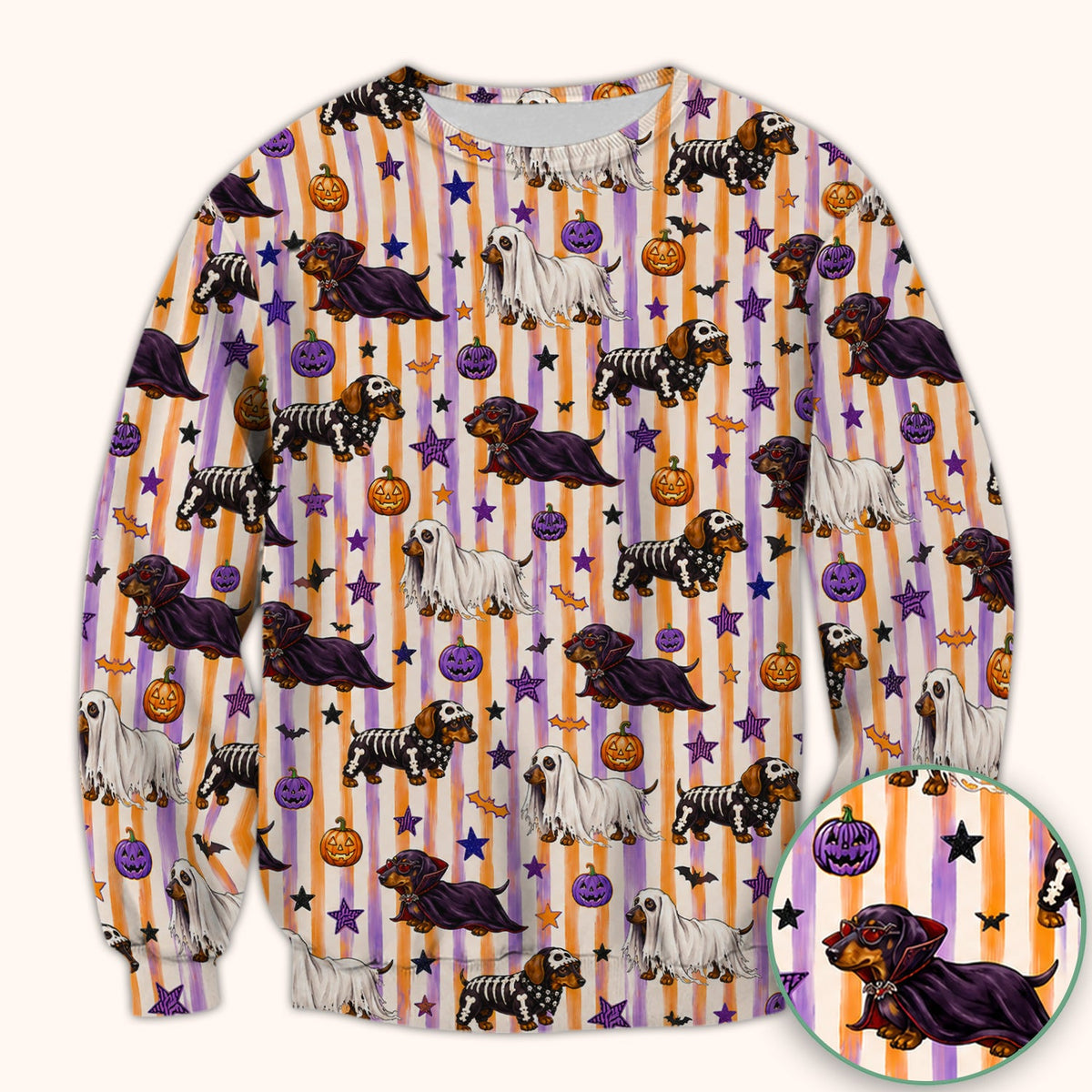 Dachshund Stripe Nurse Scrub Top - Halloween Gift