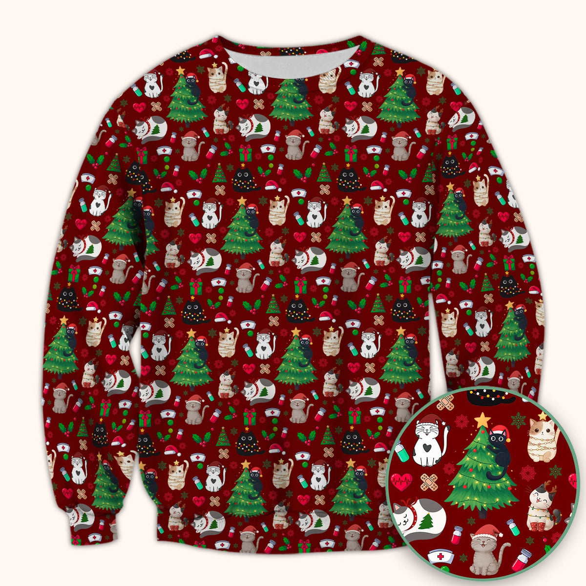 Christmas Pet Nurse Scrub Top