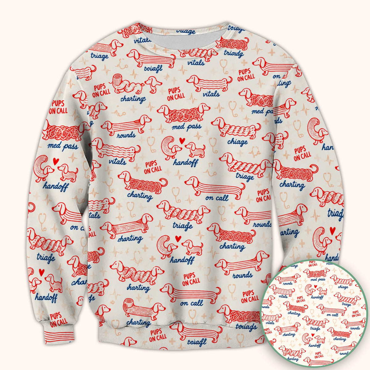 Pups On Call Dachshund Nurse Scrub Top