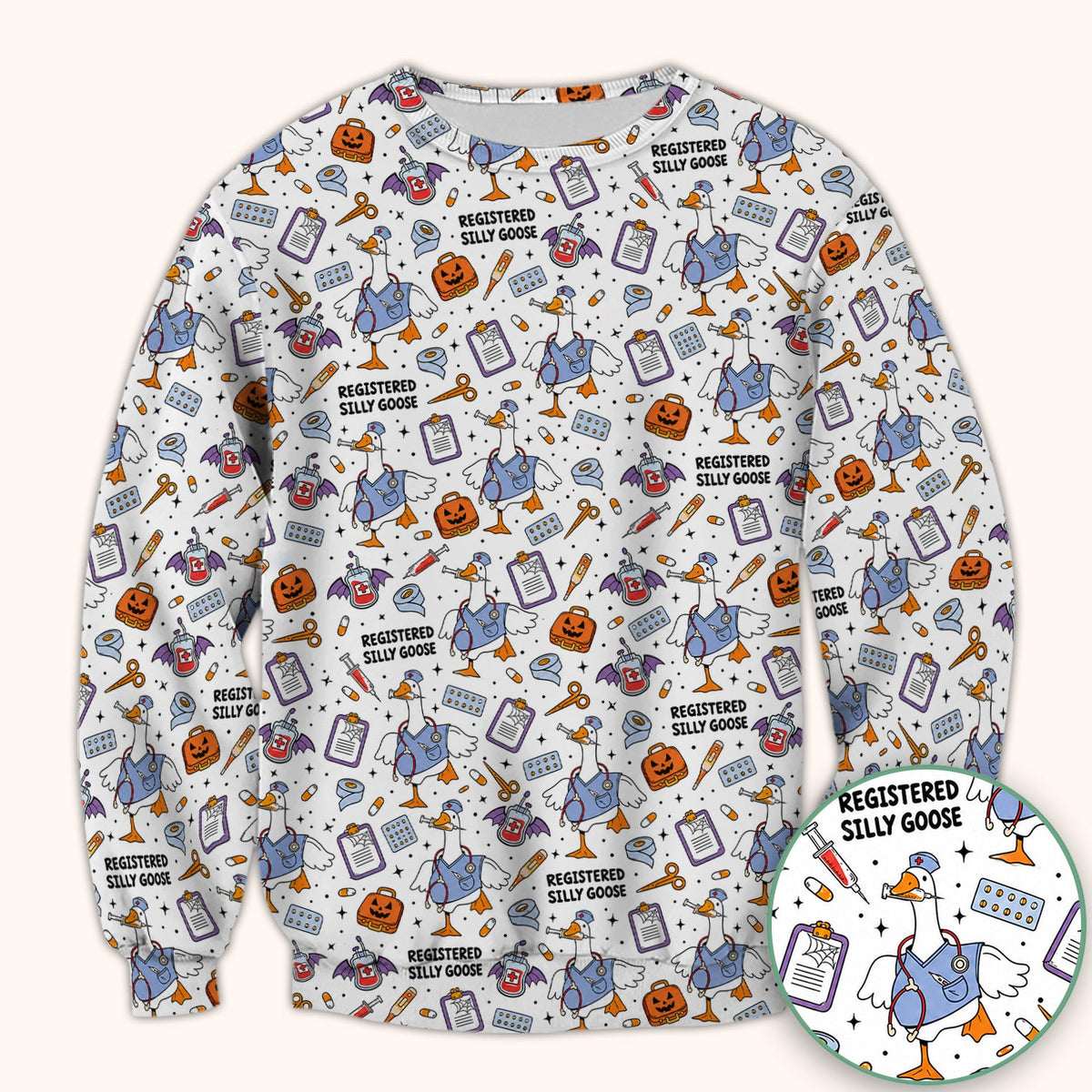 Registered Silly Goose Nurse Scrub Top - Halloween Gift
