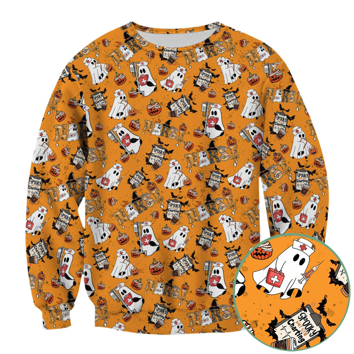 Spooky But Still Charting Nurse Scrub Top - Halloween Gift