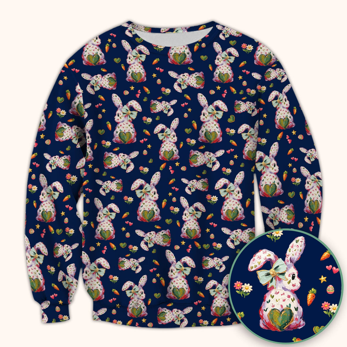 Pastel Bunny Easter Nurse Scrub Top