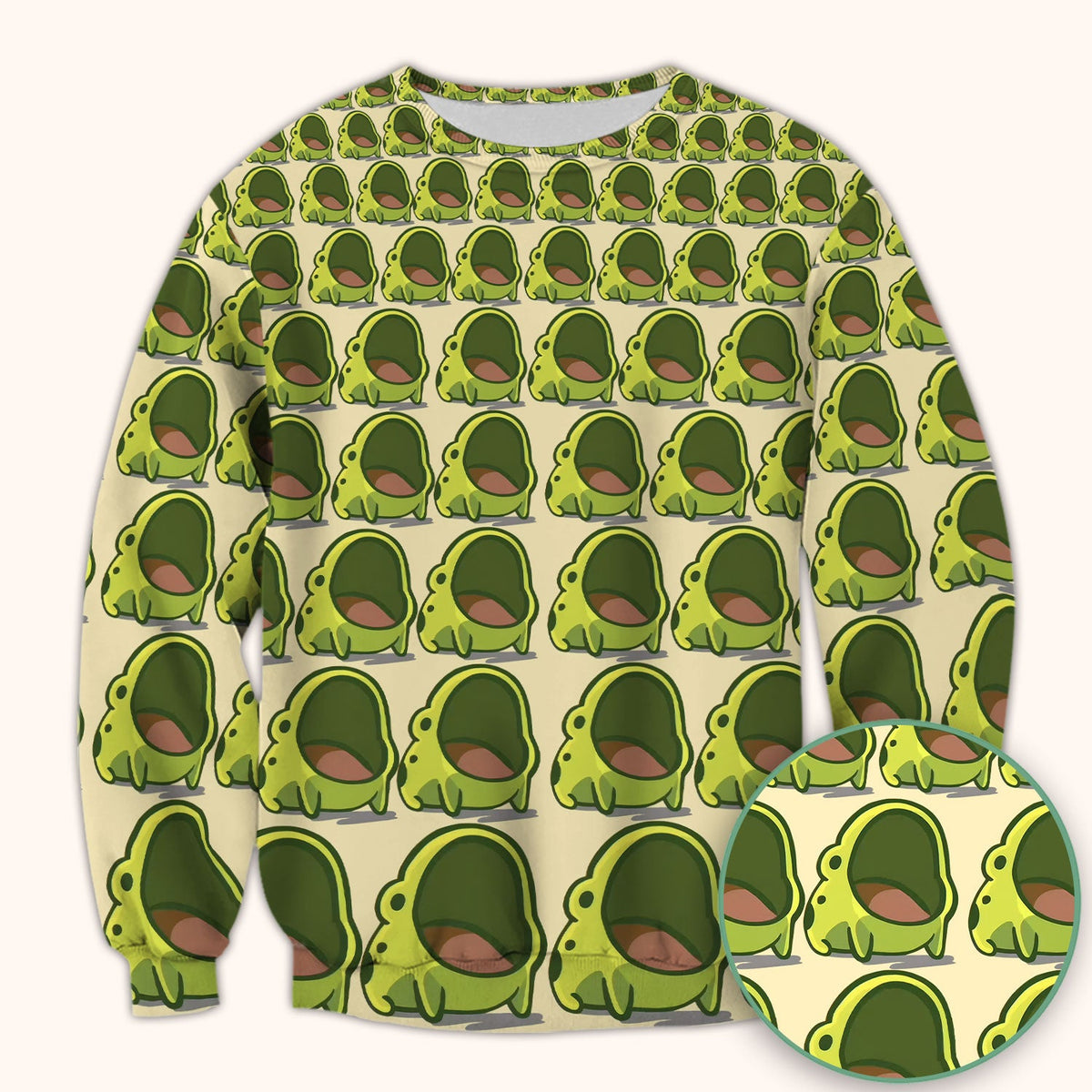Green Frog Cartoon Nurse Scrub Top
