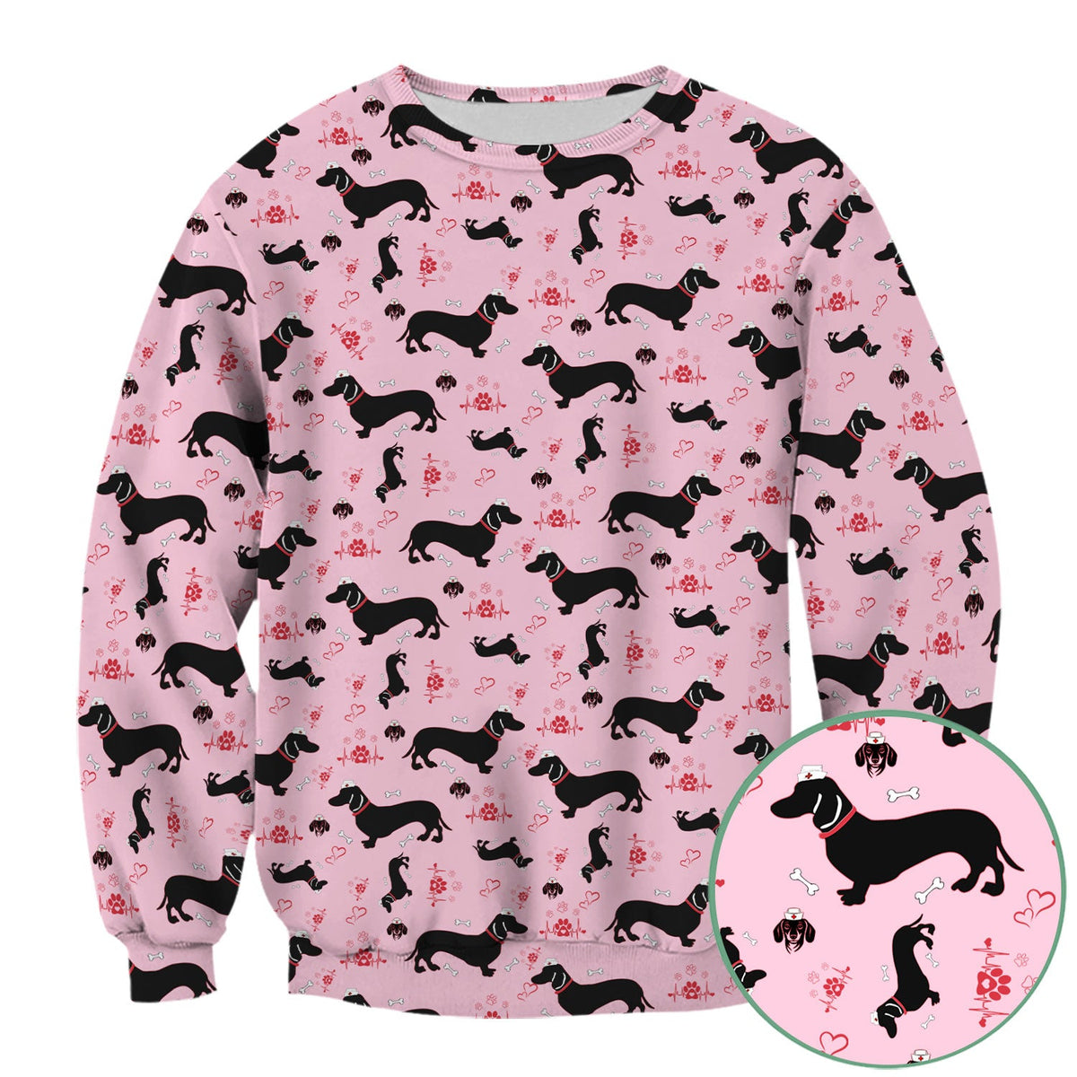 Dachshund Scrub Top - Cute Dog Print Scrubs for Women, Men Multi Color - Animal Scrub Shirt Gift for Nurse, CNA, RN, Doctor