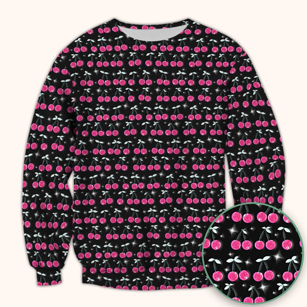 Pink Cherry Sparkle Nurse Scrub Top