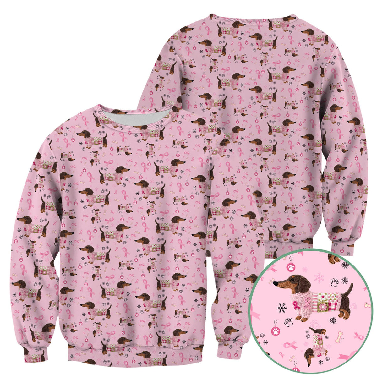 Pink Ribbon Dachshund Nurse Scrub Top