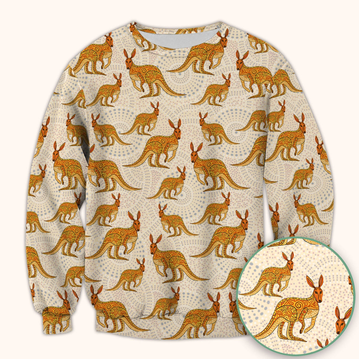 Australian Kangaroo Dot Art Nurse Scrub Top