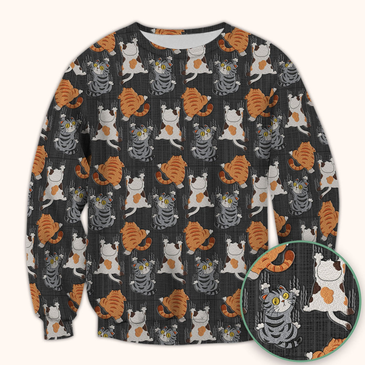 Cute Cat Pattern Nurse Scrub Top, Cats Medical Pattern Shirt, Breathable Fabrics Nursing Uniform