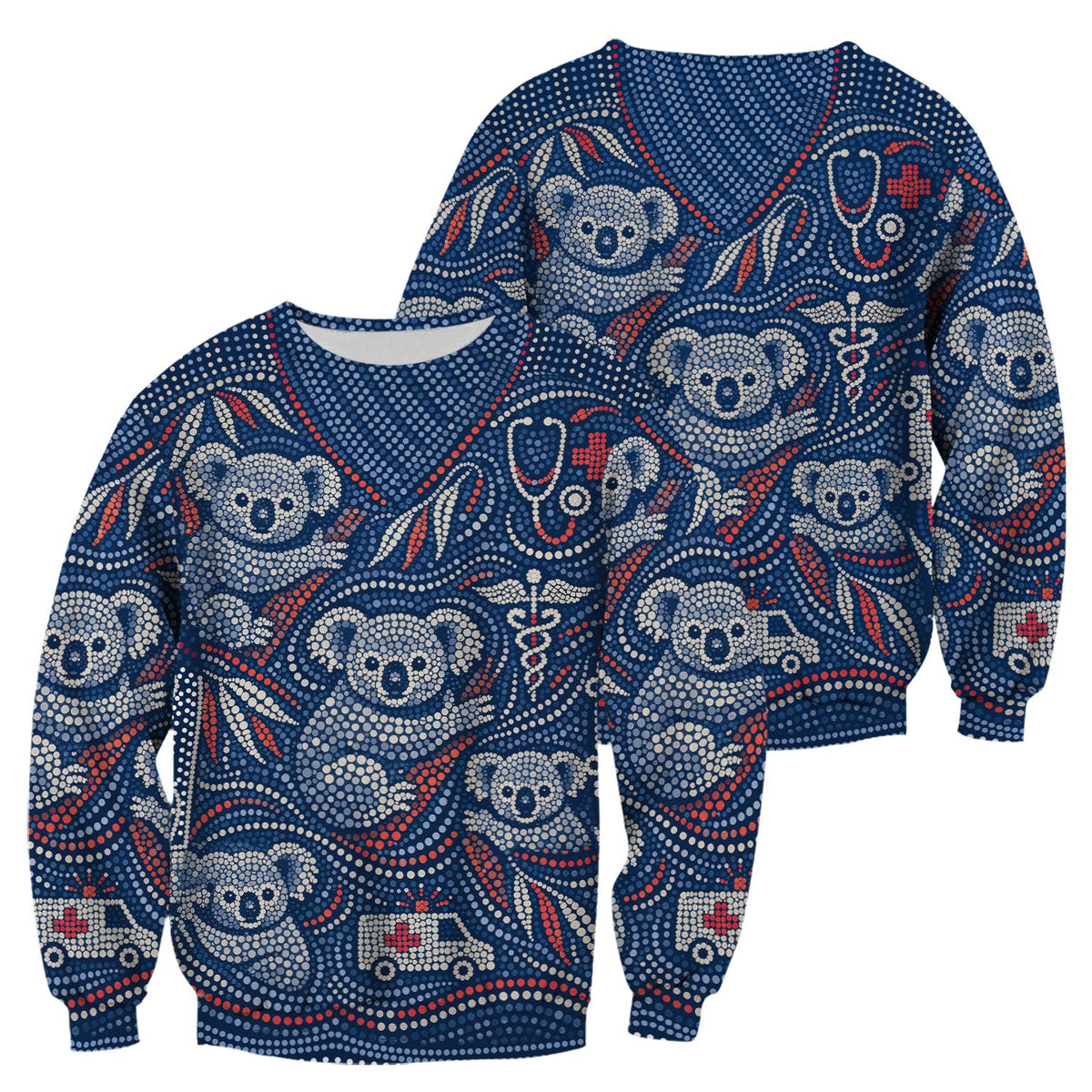 Koala Dot Art Nurse Scrub Top