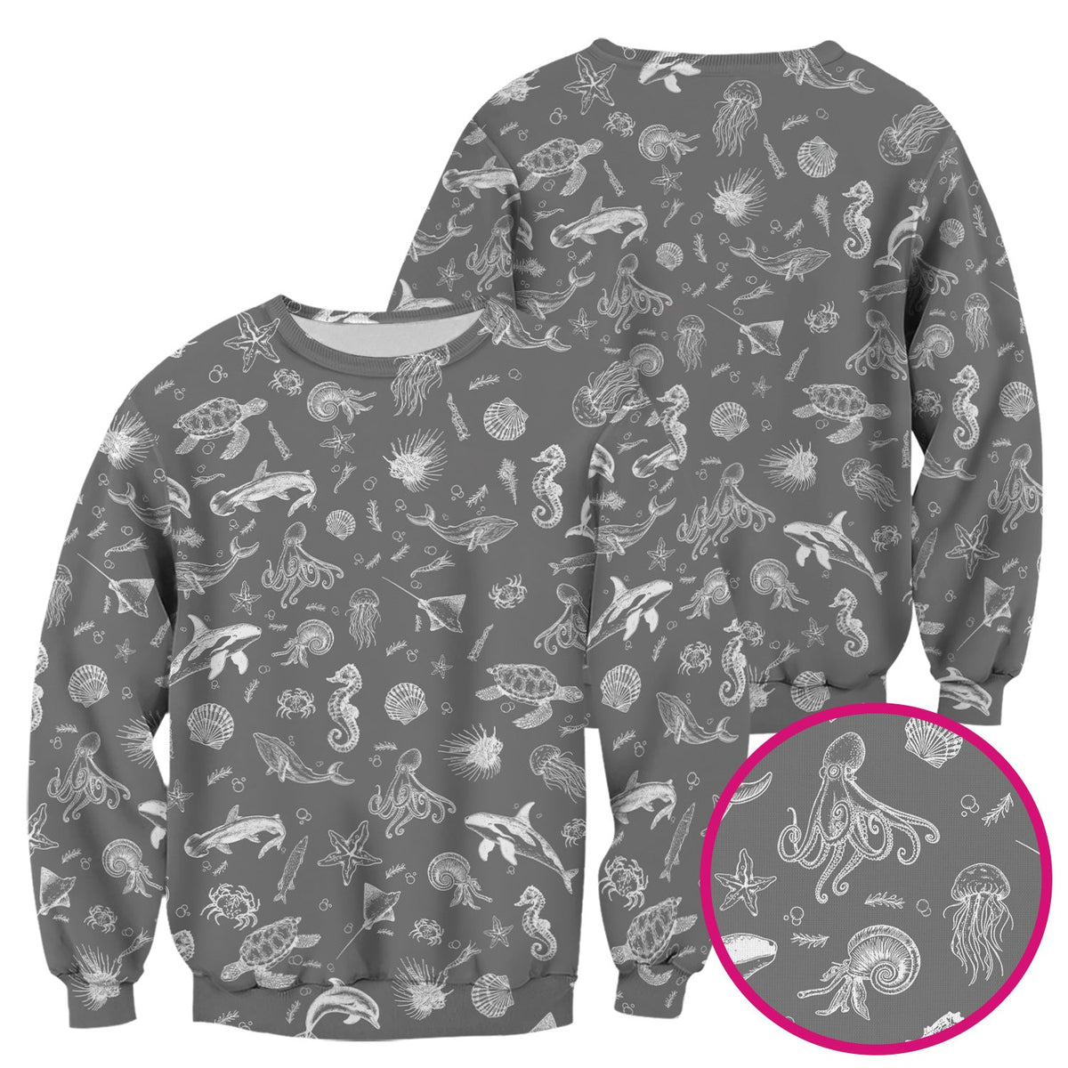 Marine Sea Life Nurse Scrub Top
