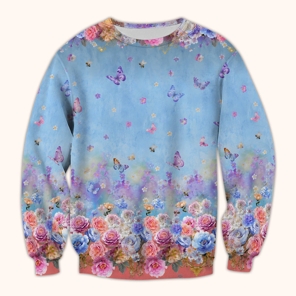 Pastel Flower Garden Print Scrub Top, Comfortable Scrubs for Nurses