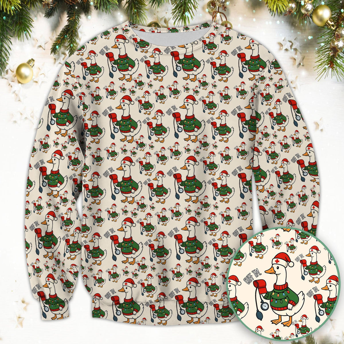 Christmas Duck Nurse Scrub Top